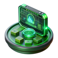 playful radiant A futuristic HUD display, complex data visualizations, glowing neon green, cyberpunk style gallery standard png