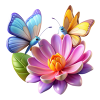 impressive mysterious abstract A group of butterflies fluttering around a flower, vibrant colors, dynamic composition, soft lighting, crisp png