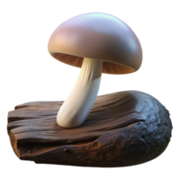 immaculate victorian A mushroom growing on a fallen log, close up, dark and moody lighting, macro photography style elite png