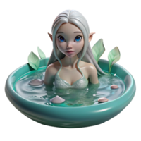 peaceful enchanting A serene water nymph swimming in a crystal clear pond, sunlight, ethereal and graceful, fantasy art detailed png