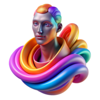 notable mid century An abstract portrait composed of flowing lines and vibrant colors, with a dynamic composition and a blurred effect luxury png