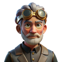 memorable avant garde Portrait of an elderly clockmaker with intricate goggles, warm candlelight, steampunk style genuine png