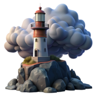 breathtaking modern A solitary lighthouse perched on a rocky cliff, dramatic storm clouds, dramatic and moody lighting, realistic painting style authentic png