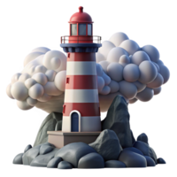 elegant dreamy tropical A towering lighthouse on a rocky coast, dramatic storm clouds and crashing waves, photorealistic style fine detail png