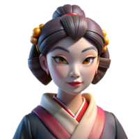 coveted baroque Portrait of a graceful geisha with elaborate makeup and a silk kimono, her expression enigmatic, lit by the soft glow of paper lanterns professional png