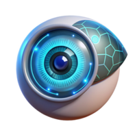 suntuoso pacífico nórdico uma digital representação do uma humano olho, íris digitalização e analisando dados, iluminado de brilhando binário código, dentro uma futurista, biométrico estilo exclusivo png