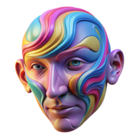 captivating notable An abstract interpretation of a human face, formed by swirling brushstrokes of vibrant acrylic paint, softly lit png