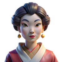 distinctive traditional Portrait of a graceful geisha with elaborate makeup and a silk kimono, her expression enigmatic, lit by the soft glow of paper lanterns studio quality png