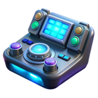 impressive timeless A futuristic control panel with glowing buttons and holographic displays, illuminated by a soft blue light, cyberpunk style png
