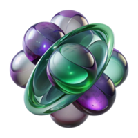 striking industrial Interlocking, translucent orbs of amethyst and emerald, reflecting a diffuse, ambient light, creating a sense of weightlessness. Art Deco style premium png