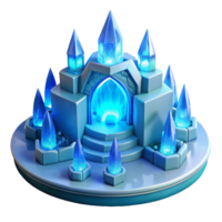 nostalgic hypnotic An ice palace with intricate ice sculptures and glowing blue light, winter landscape, fantasy art original png