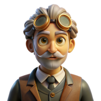 gorgeous celebrated Portrait of an elderly clockmaker with intricate goggles, warm candlelight, steampunk style png