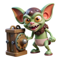 mesmerizing coveted A mischievous gremlin sabotaging a clockwork machine, dimly lit, playful and destructive, digital art png