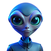whimsical breathtaking Portrait of a curious alien with large eyes and unusual features, illuminated by an eerie blue light, in a science fiction style detailed png