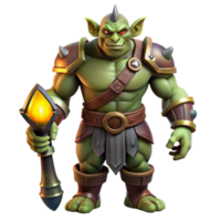 picturesque standout A stoic orc warrior standing guard in a dark fortress, dim torchlight, dark fantasy style png