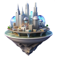 extraordinary impressionist A futuristic city built on a floating island, ethereal lighting, fantasy art style impeccable png