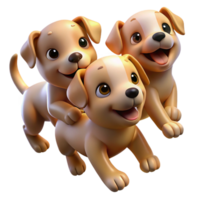 radiant retro A playful group of puppies tumbling over each other in a grassy field, illuminated by warm sunlight, in a cheerful, lighthearted style expertly shot png