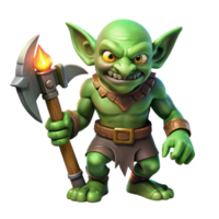 majestic geometric A grotesque goblin with warty green skin wielding a rusty axe, dimly lit by a single torch, in a gritty dark fantasy style 8K png