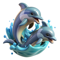 fascinating abstract A playful pod of dolphins leaping and spinning in the ocean waves, sunlight glinting off their wet skin, in a joyful, dynamic style 8K png