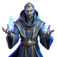 acclaimed minimalist Portrait of a powerful sorcerer with glowing hands, flowing robes, and an intense gaze, lit by magical energy, in a dark fantasy art style detailed png