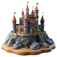 quintessential vintage A medieval castle perched on a cliff edge, stormy skies, dramatic lighting, gothic architecture, flags waving in the wind, sense of impending doom impeccable png