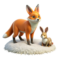 gorgeous unforgettable A sly fox hunting a rabbit in a snowy field, winter landscape, realistic rendering png
