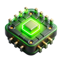 splendid ethereal impressionist A close up of a circuit board, its components intricately arranged, illuminated by a bright green light, rendered in a macro photography, technical style crisp png