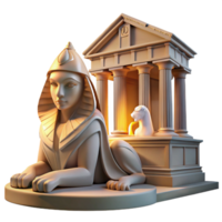 playful majestic A mysterious sphinx with the head of a woman and the body of a lion, guarding an ancient temple, dramatic lighting 4K png