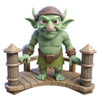 calm spectacular A wise old troll guarding a bridge, dimly lit, fantasy art style high resolution png