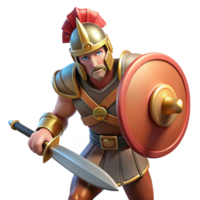 dazzling exceptional A fierce Ares wielding a sword and shield, battlefield setting, dramatic lighting, classical style png