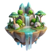 captivating bohemian A floating island with waterfalls, lush vegetation, soft diffuse lighting, fantasy style, masterfully captured png