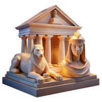 extraordinary signature A mysterious sphinx with the head of a woman and the body of a lion, guarding an ancient temple, dramatic lighting png