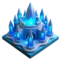 rare retro An ice palace with intricate ice sculptures and glowing blue light, winter landscape, fantasy art precision png