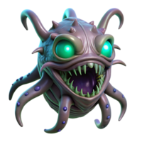 serene futuristic A colossal, alien creature, with bioluminescent tentacles, emerges from the depths of a dark ocean, its eyes glowing menacingly. Dark, ominous lighting. Horror style genuine png