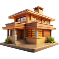 mesmerizing exceptional A Frank Lloyd Wright inspired prairie house with horizontal lines and natural materials, warm afternoon sunlight, architectural rendering style png