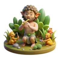exemplary bohemian A mischievous Pan playing his pipes in a sun drenched forest glade, surrounded by nymphs and satyrs, vibrant and colorful, Impressionist style, 4K png