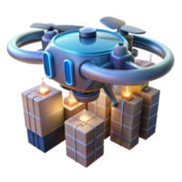 enchanting signature A futuristic drone delivering a package in a dense urban environment, illuminated by the city s lights, in a photorealistic style png