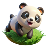 exquisite distinctive A playful panda cub tumbling down a grassy hill, bright, cheerful lighting, cartoon illustration style png