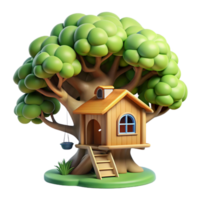 joyful fascinating A whimsical treehouse nestled in the branches of a giant oak, dappled sunlight, cozy and inviting, children s book illustration style crisp png