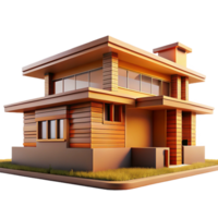 celebrated bohemian A Frank Lloyd Wright inspired prairie house with horizontal lines and natural materials, warm afternoon sunlight, architectural rendering style premium png