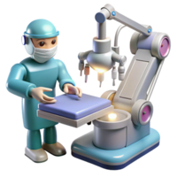 glorious inspired A robotic surgeon performing a delicate operation, precise instruments illuminated by surgical lights, medical illustration style png