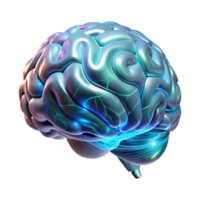 iconic abstract A holographic projection of a human brain rotating slowly, intricate neural pathways pulsing with light, in a scientific, anatomical style refined png