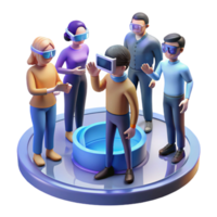 acclaimed surreal A group of people wearing augmented reality glasses interacting with a virtual environment, bright lighting, futuristic style genuine png