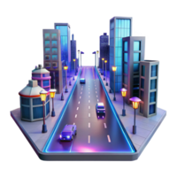 intense elegant Cyberpunk city street with holographic advertisements and flying vehicles, neon lights reflecting on wet pavement, futuristic style refined png