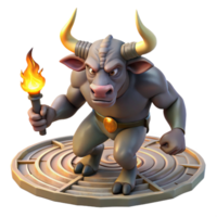 captivating artistic A fierce minotaur charging through a labyrinth, dim torchlight, baroque style genuine png