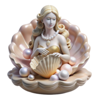 mysterious wonderful A beautiful Aphrodite emerging from the sea foam, seashells and pearls, soft lighting, classical style flawless png