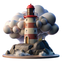 dazzling industrial A towering lighthouse on a rocky coast, dramatic storm clouds and crashing waves, photorealistic style high resolution png