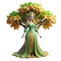 striking artistic An elegant dryad emerging from a giant oak tree, dappled sunlight filtering through the leaves, painted in the style of Alphonse Mucha original png