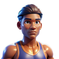 breathtaking retro Portrait of a determined athlete with sweat dripping down their face, a focused gaze, and a powerful stance, lit by bright stadium lights, in a sports photography style premium png