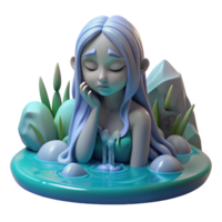 dynamic immaculate A melancholic water nymph weeping by a crystal clear stream, soft, ethereal lighting, fantasy art exclusive png